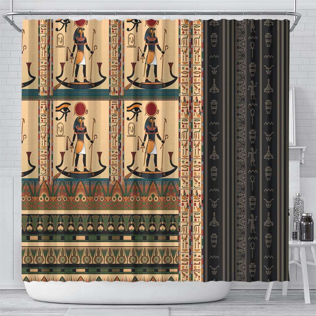 Egyptian God Ra Shower Curtain Ancient Mythology Solar Barque Falcon