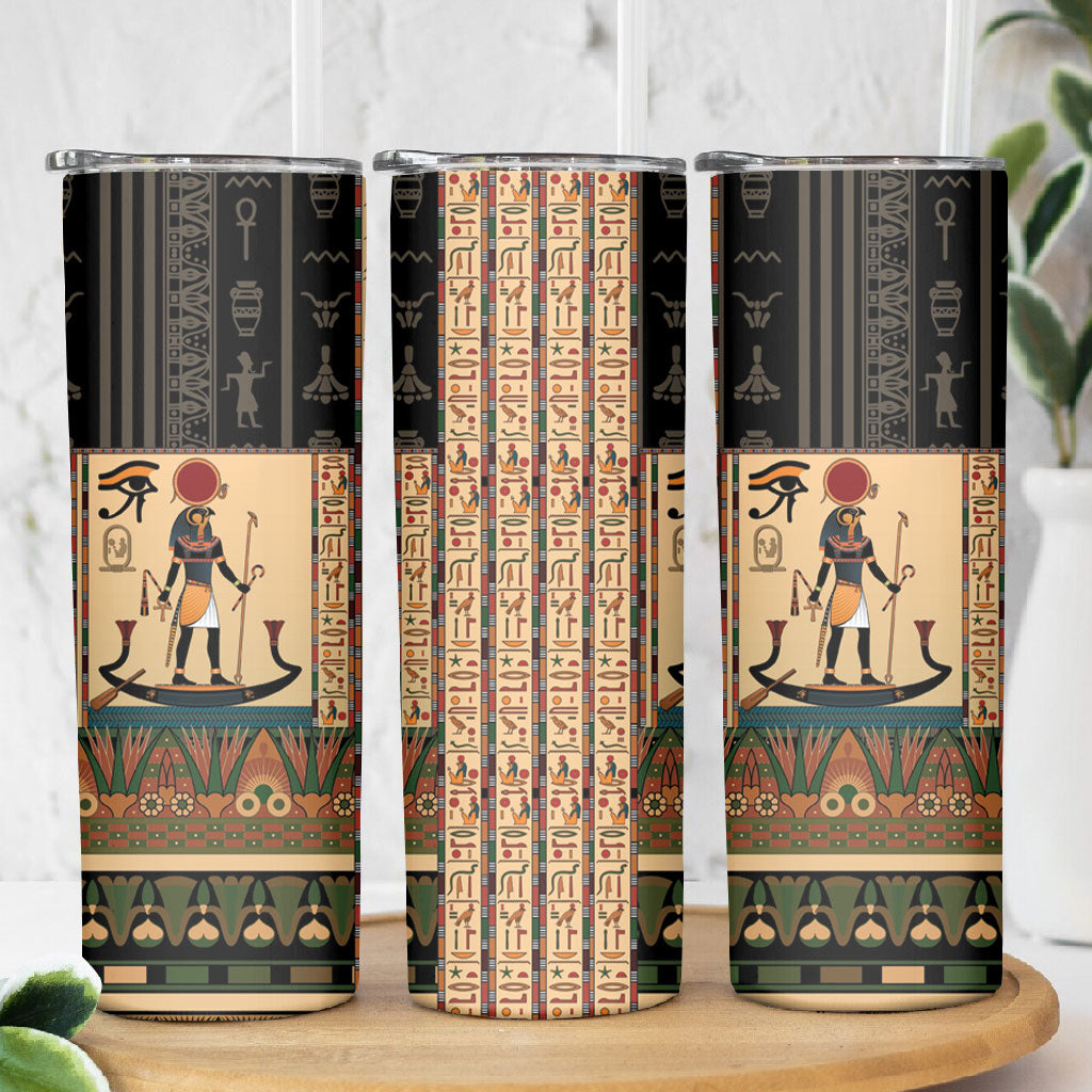 Egyptian God Ra Skinny Tumbler Ancient Mythology Solar Barque Falcon