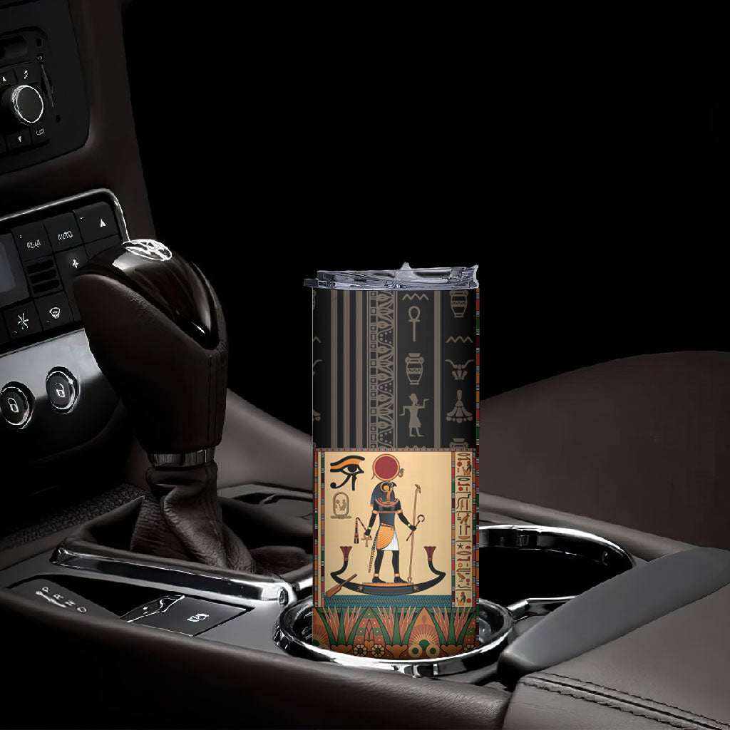 Egyptian God Ra Skinny Tumbler Ancient Mythology Solar Barque Falcon