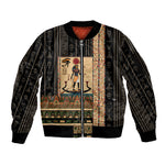 Egyptian God Ra Sleeve Zip Bomber Jacket Ancient Mythology Solar Barque Falcon