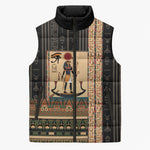 Egyptian God Ra Sleeveless Puffer Jacket Ancient Mythology Solar Barque Falcon