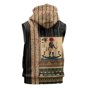 Egyptian God Ra Sleeveless Zip Hoodie Ancient Mythology Solar Barque Falcon