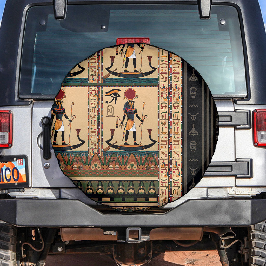 Egyptian God Ra Spare Tire Cover Ancient Mythology Solar Barque Falcon