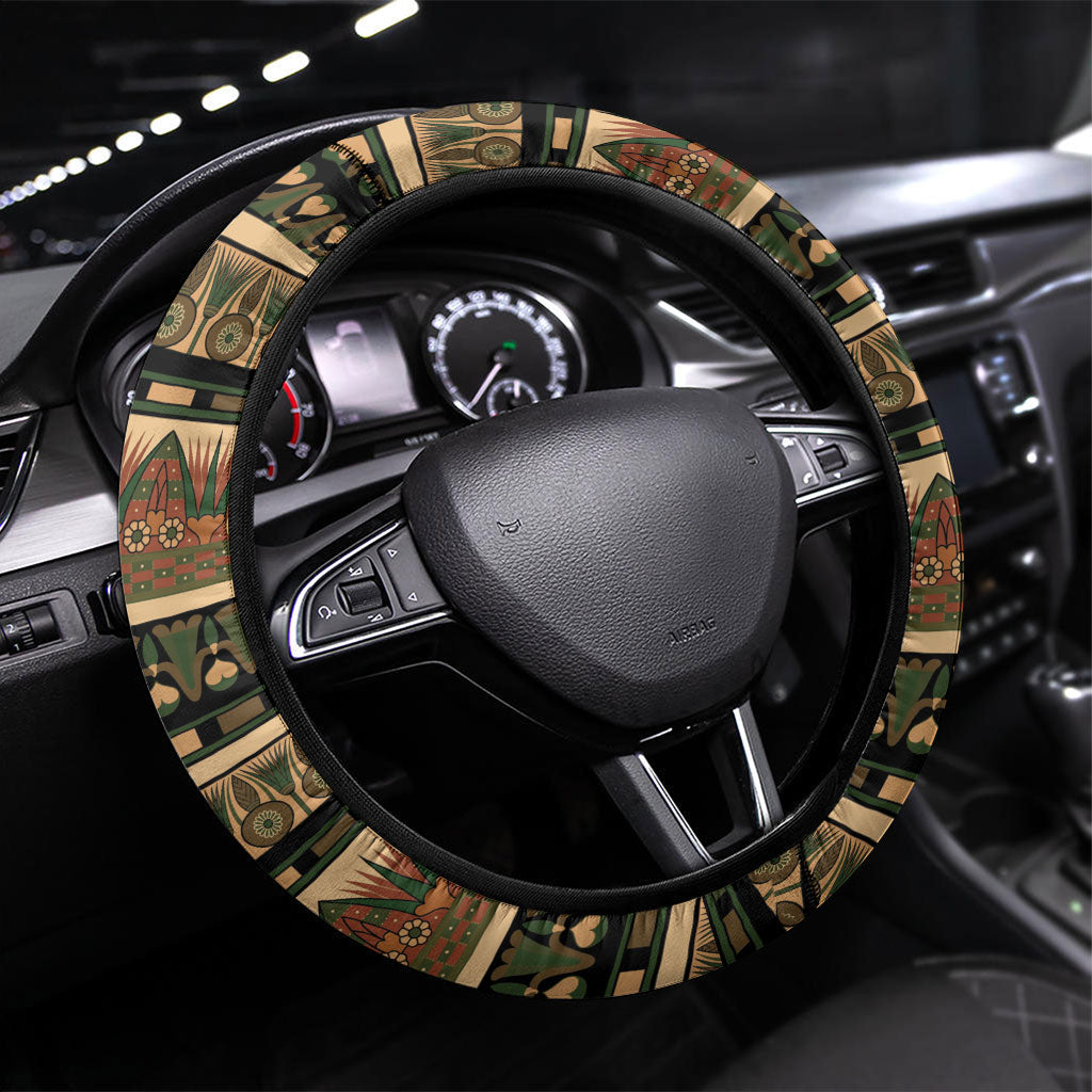 Egyptian God Ra Steering Wheel Cover Ancient Mythology Solar Barque Falcon