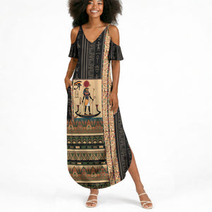 Egyptian God Ra Summer Maxi Dress Ancient Mythology Solar Barque Falcon