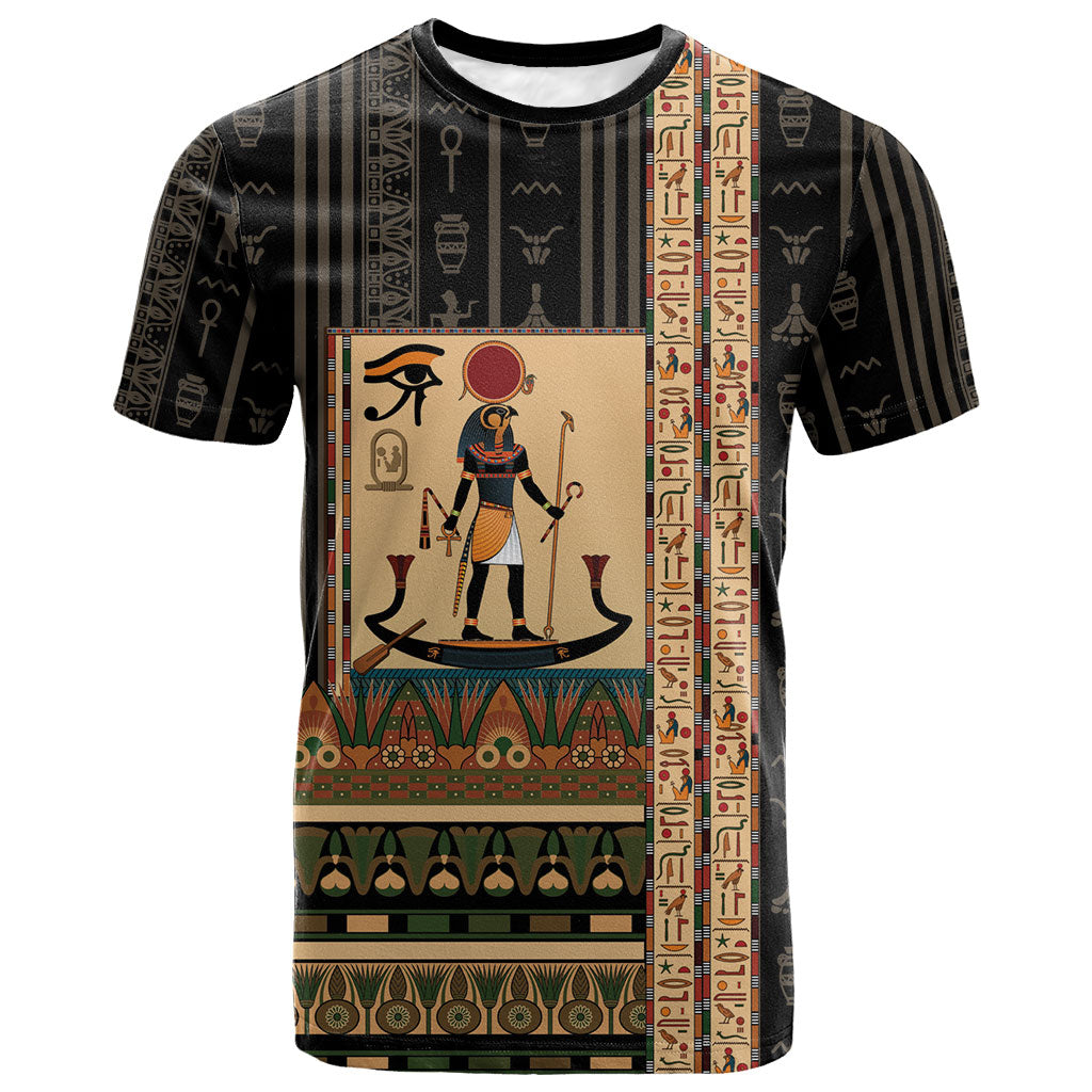 Egyptian God Ra T shirt Ancient Mythology Solar Barque Falcon