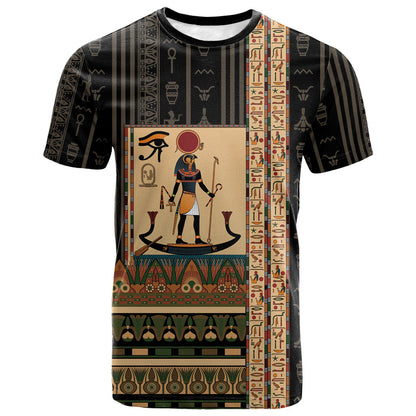 Egyptian God Ra T shirt Ancient Mythology Solar Barque Falcon