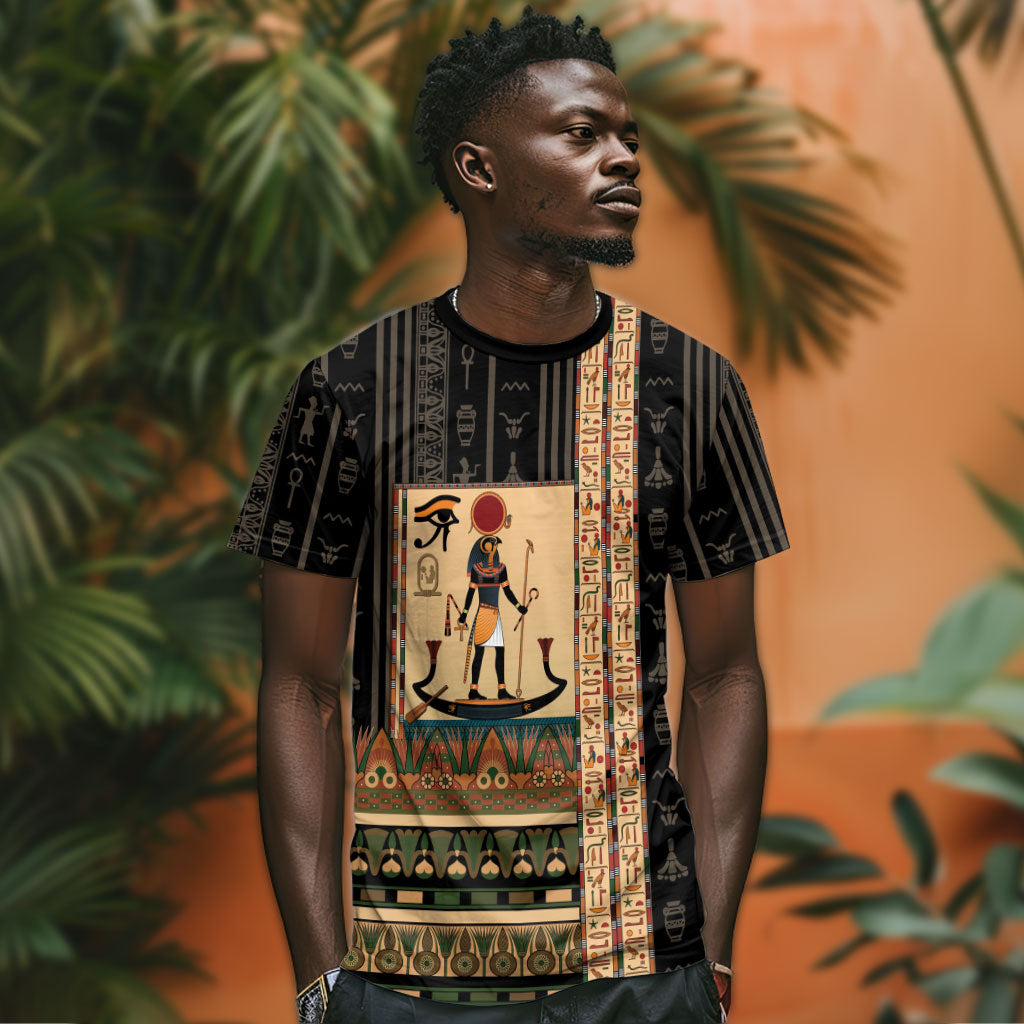 Egyptian God Ra T shirt Ancient Mythology Solar Barque Falcon