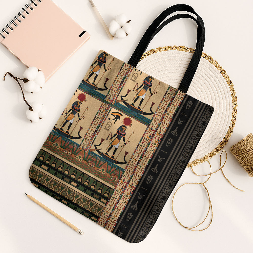 Egyptian God Ra Tote Bag Ancient Mythology Solar Barque Falcon
