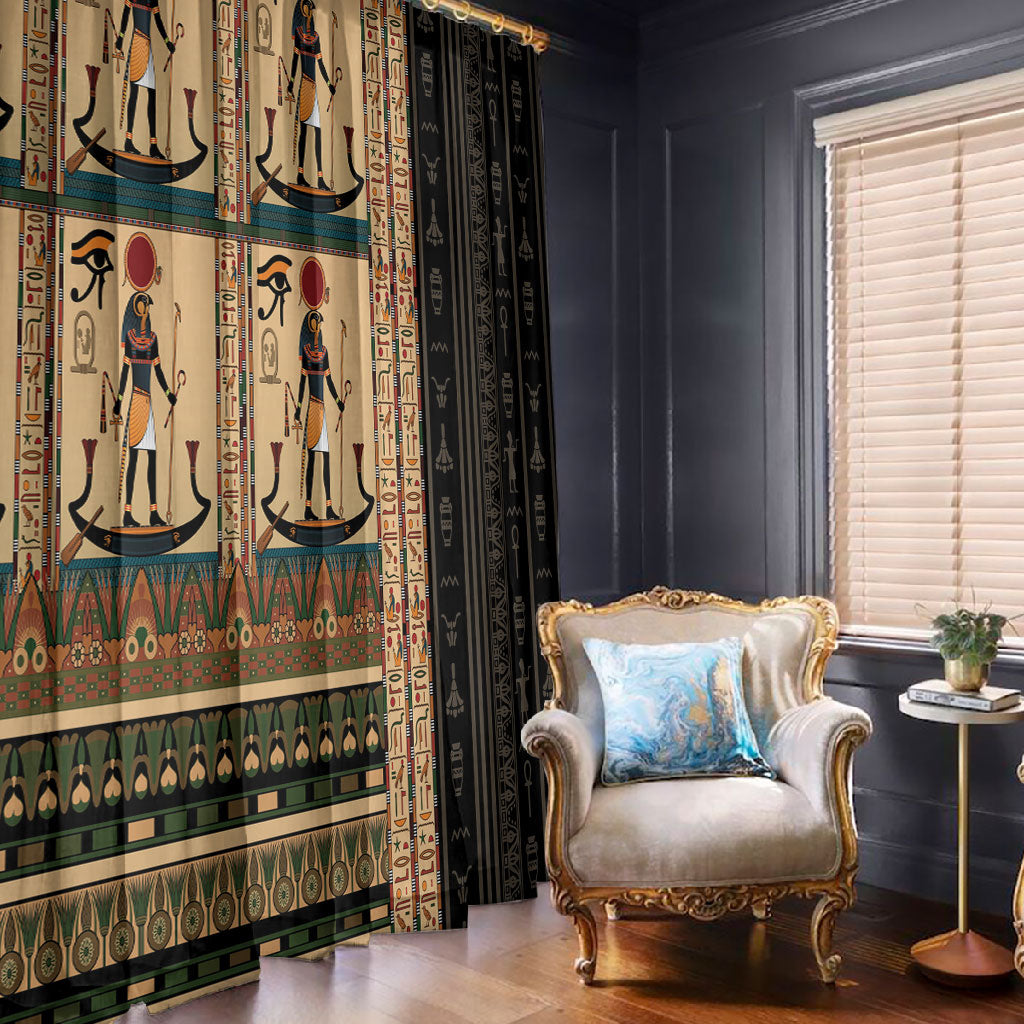 Egyptian God Ra Window Curtain Ancient Mythology Solar Barque Falcon