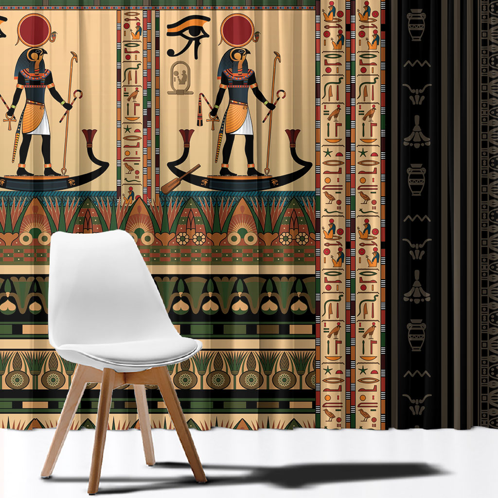Egyptian God Ra Window Curtain Ancient Mythology Solar Barque Falcon