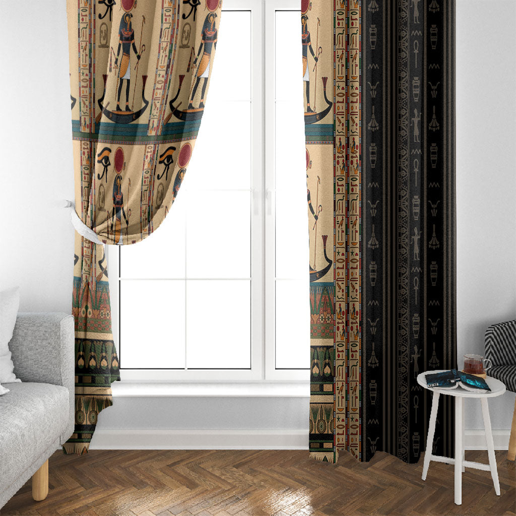 Egyptian God Ra Window Curtain Ancient Mythology Solar Barque Falcon