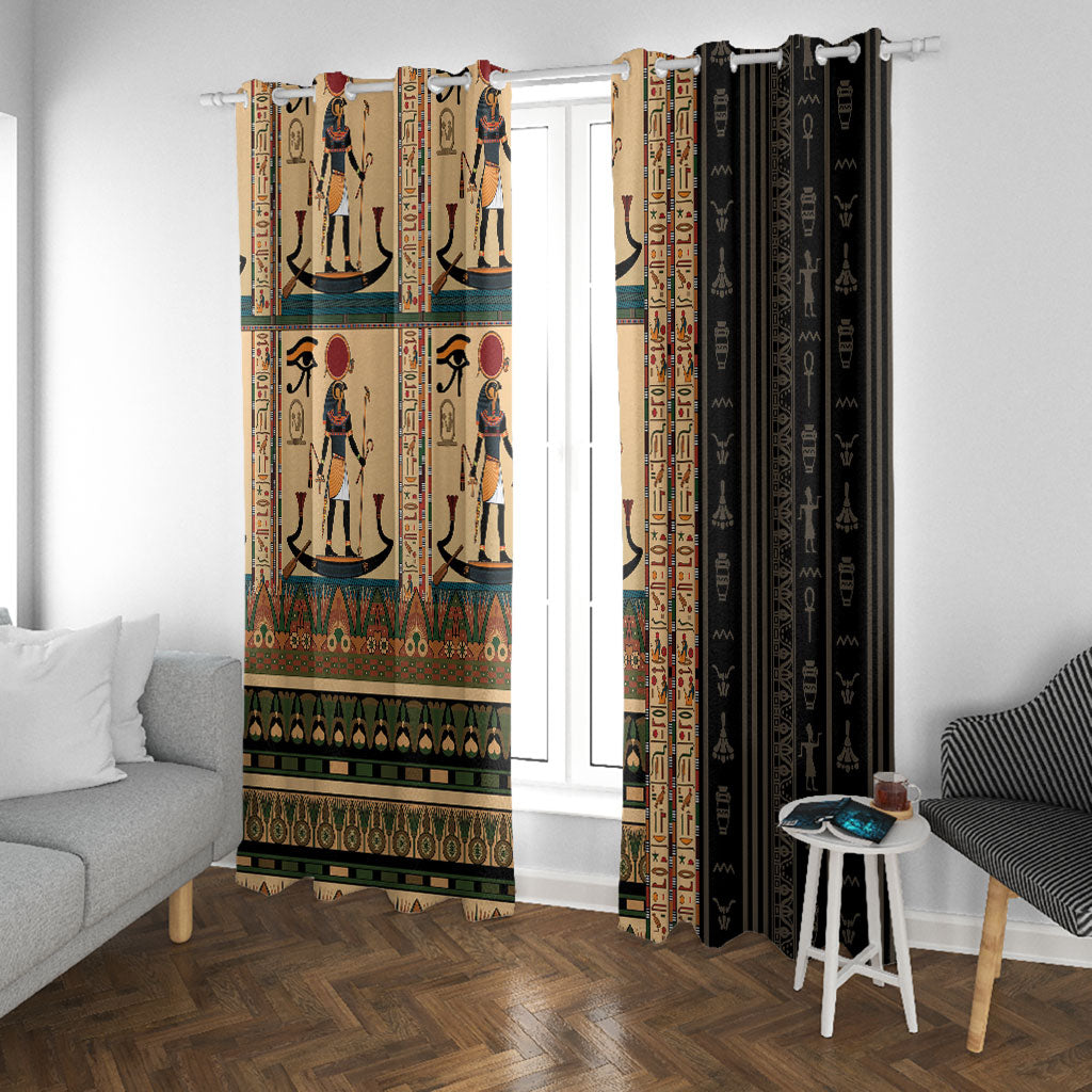 Egyptian God Ra Window Curtain Ancient Mythology Solar Barque Falcon