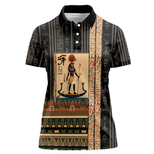Egyptian God Ra Women Polo Shirt Ancient Mythology Solar Barque Falcon