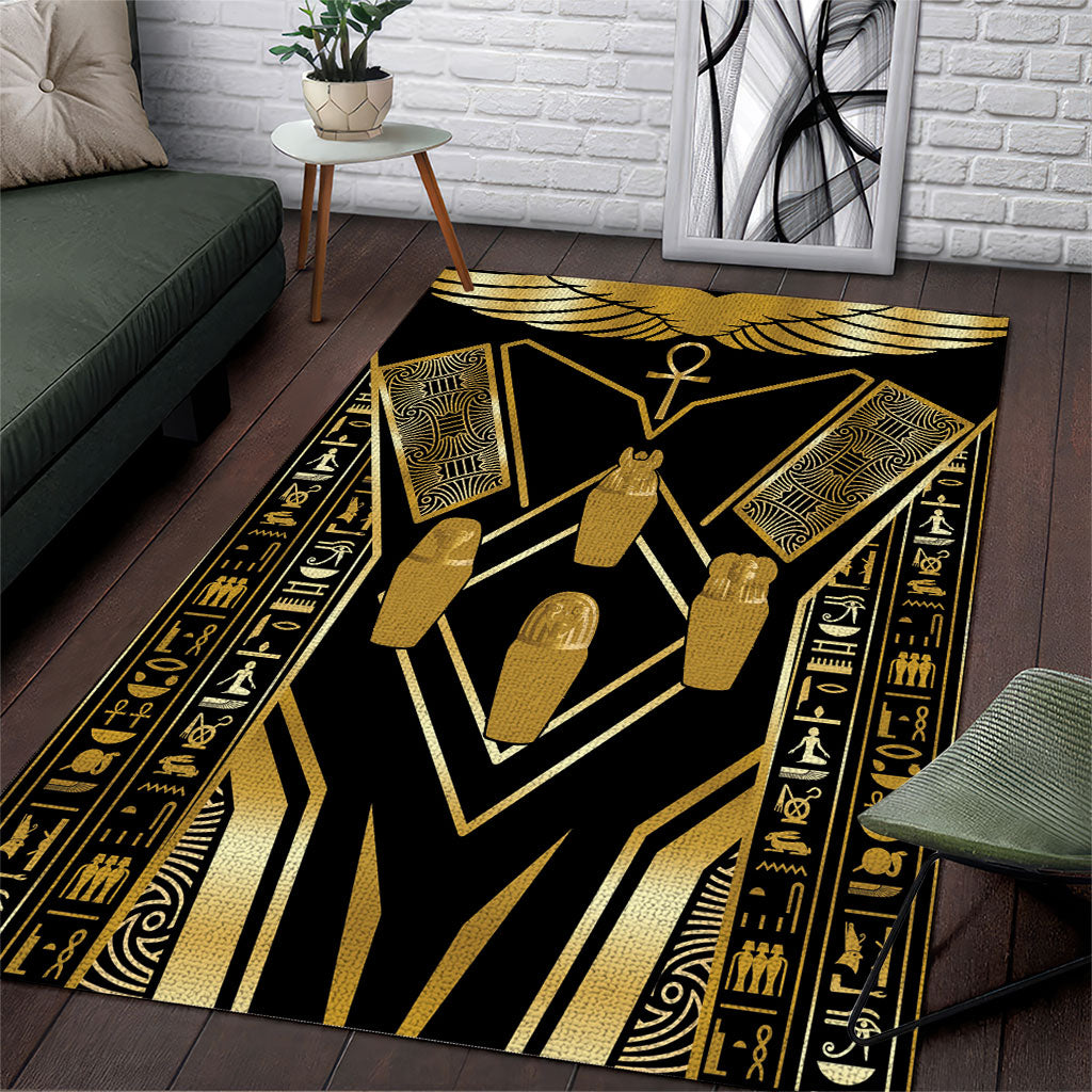 Egypt Canopic Jars Area Rug Ancient Mythology Four Sons of Horus