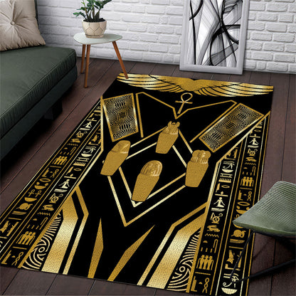 Egypt Canopic Jars Area Rug Ancient Mythology Four Sons of Horus