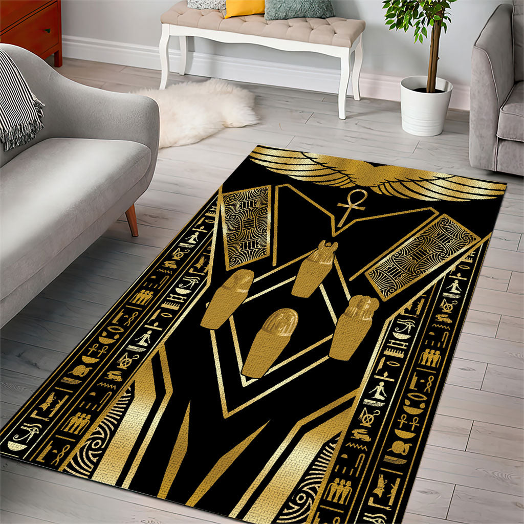 Egypt Canopic Jars Area Rug Ancient Mythology Four Sons of Horus