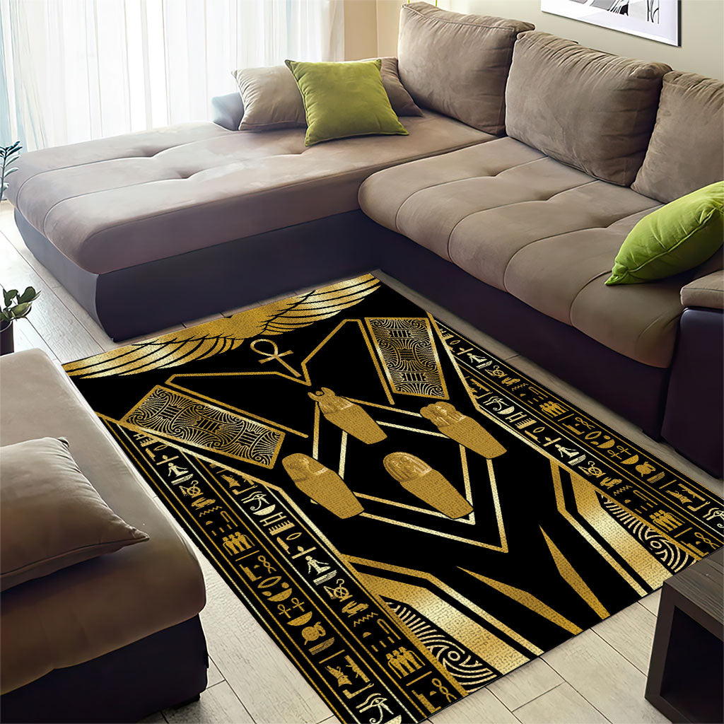 Egypt Canopic Jars Area Rug Ancient Mythology Four Sons of Horus