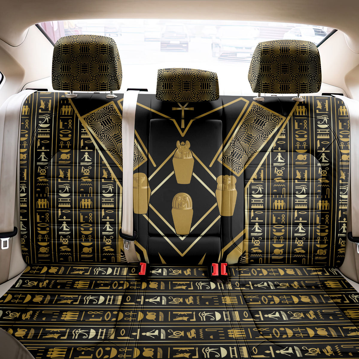 Egypt Canopic Jars Back Car Seat Cover Ancient Mythology Four Sons of Horus