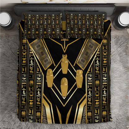 Egypt Canopic Jars Bedding Set Ancient Mythology Four Sons of Horus
