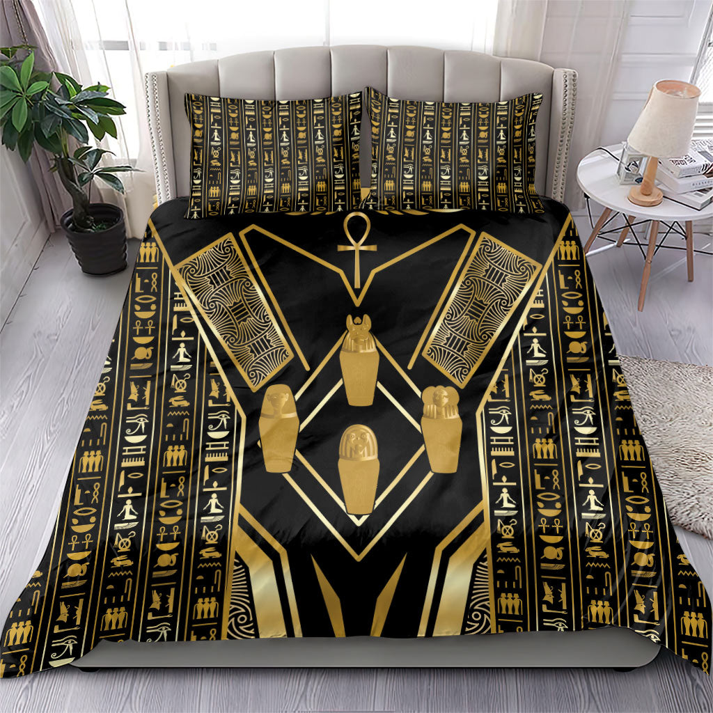 Egypt Canopic Jars Bedding Set Ancient Mythology Four Sons of Horus