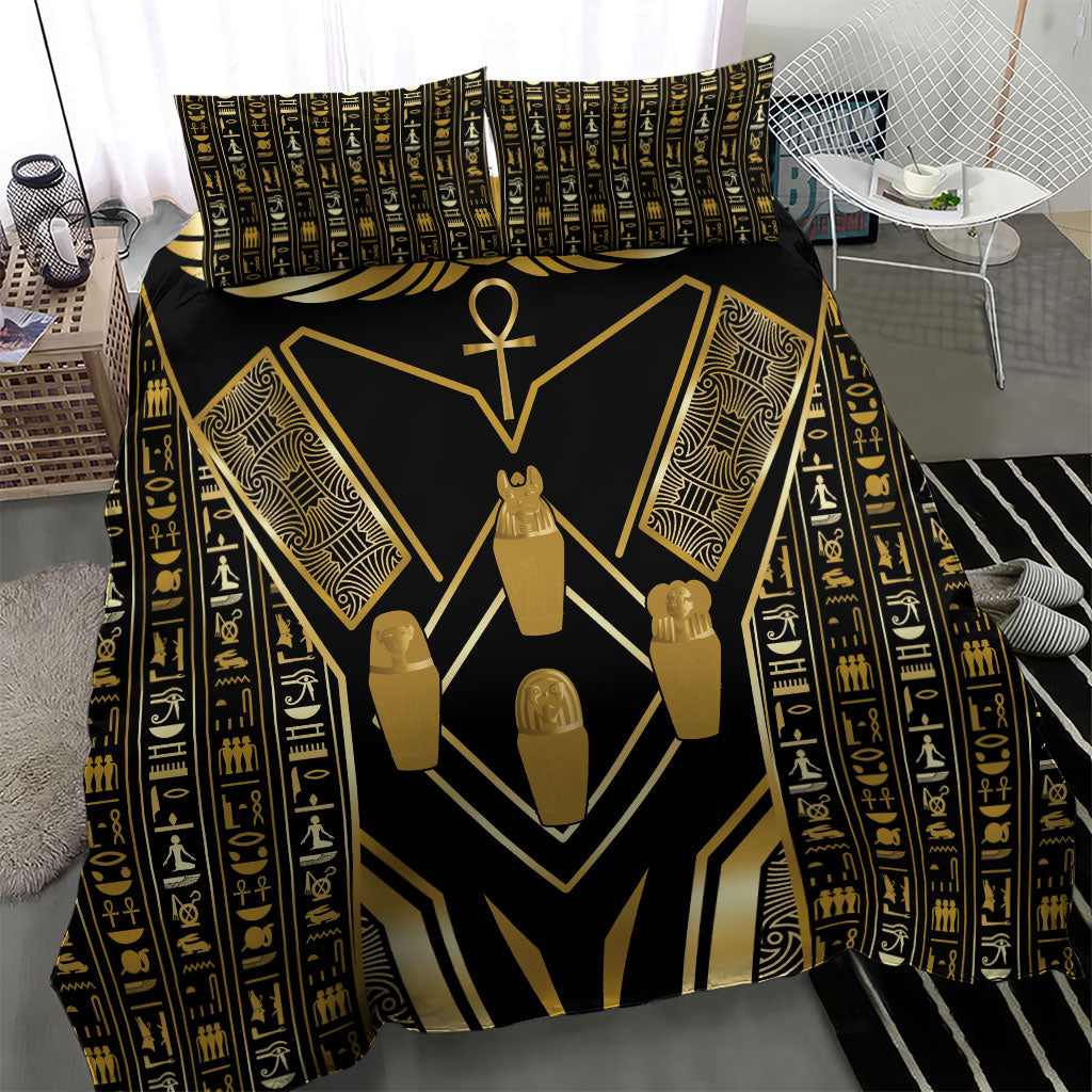 Egypt Canopic Jars Bedding Set Ancient Mythology Four Sons of Horus