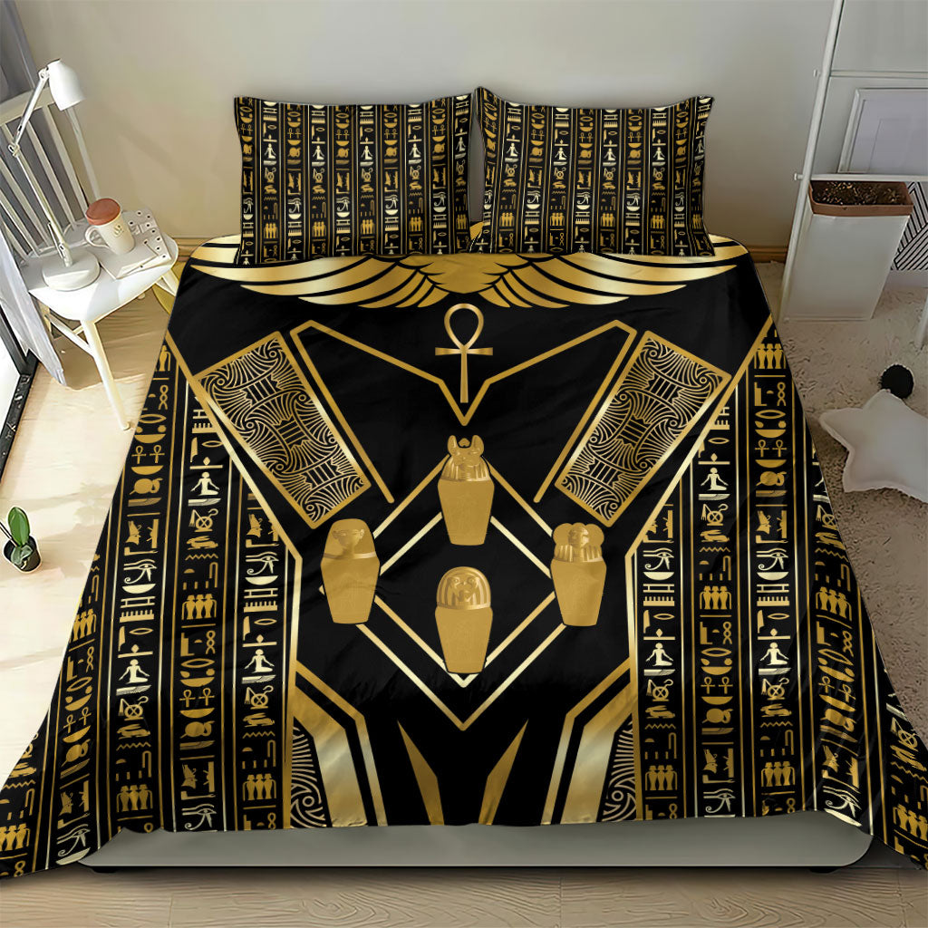 Egypt Canopic Jars Bedding Set Ancient Mythology Four Sons of Horus
