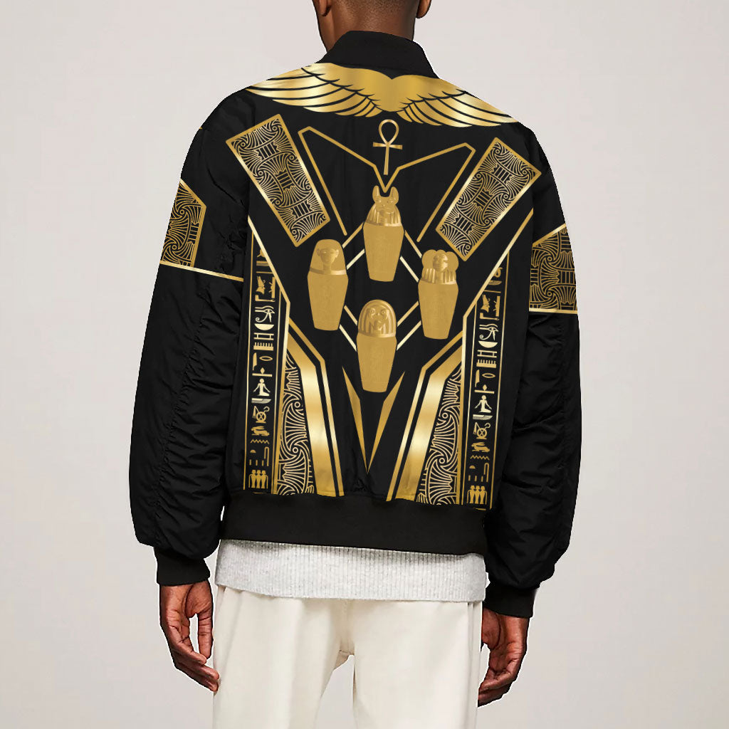 Egypt Canopic Jars Bomber Jacket Ancient Mythology Four Sons of Horus
