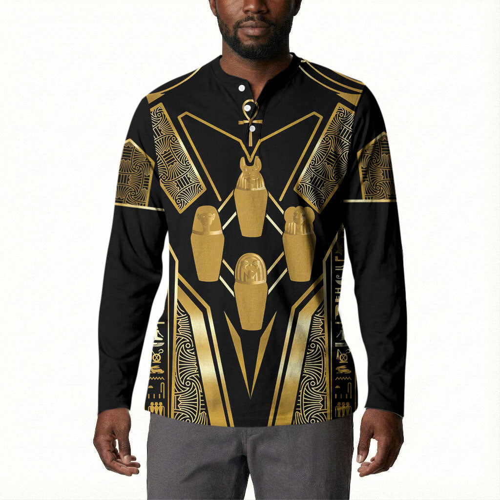 Egypt Canopic Jars Button Sweatshirt Ancient Mythology Four Sons of Horus