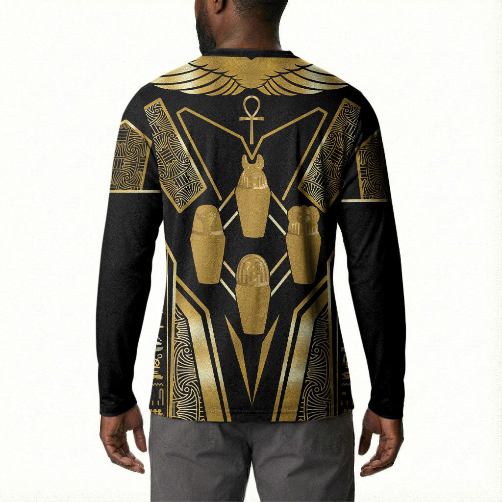 Egypt Canopic Jars Button Sweatshirt Ancient Mythology Four Sons of Horus