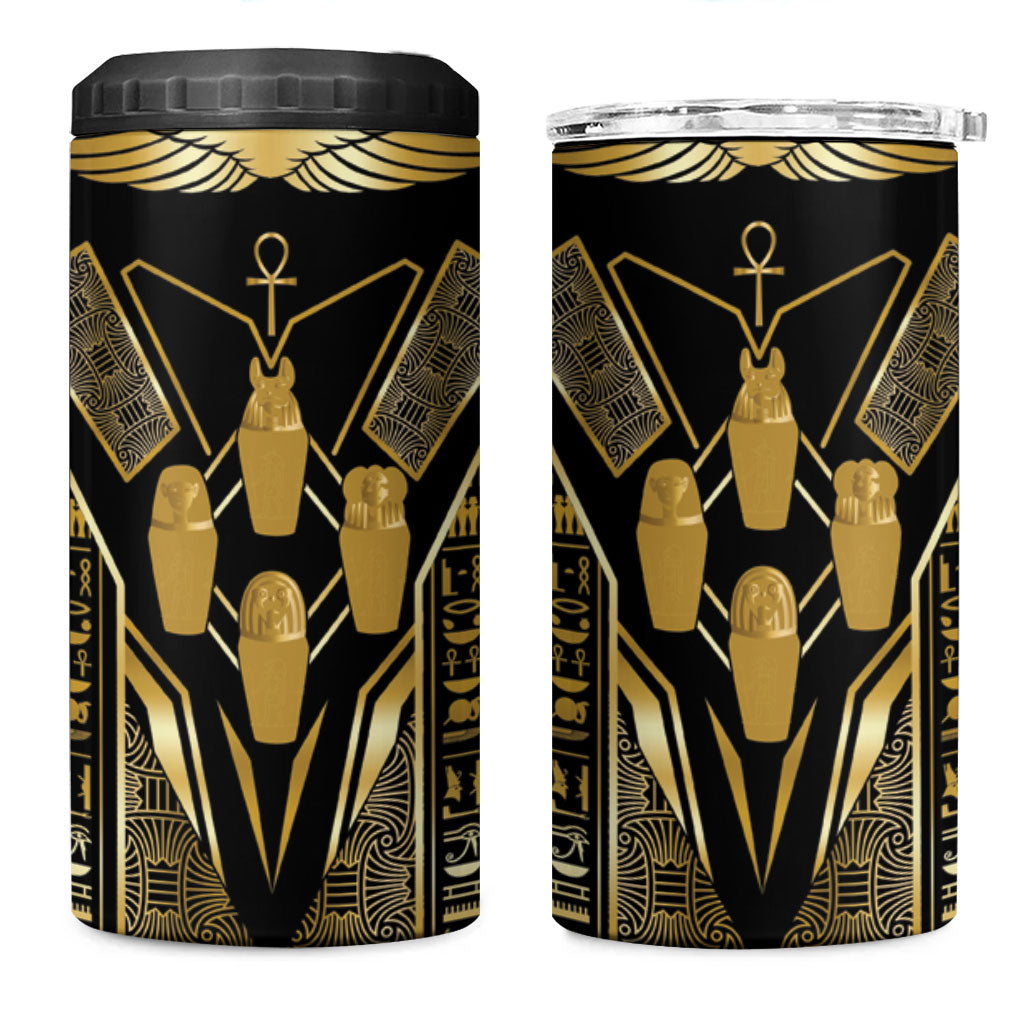 Egypt Canopic Jars 4 in 1 Can Cooler Tumbler Ancient Mythology Four Sons of Horus