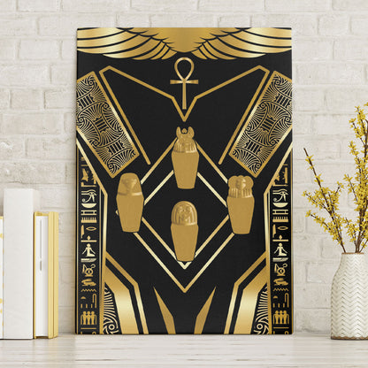 Egypt Canopic Jars Canvas Wall Art Ancient Mythology Four Sons of Horus