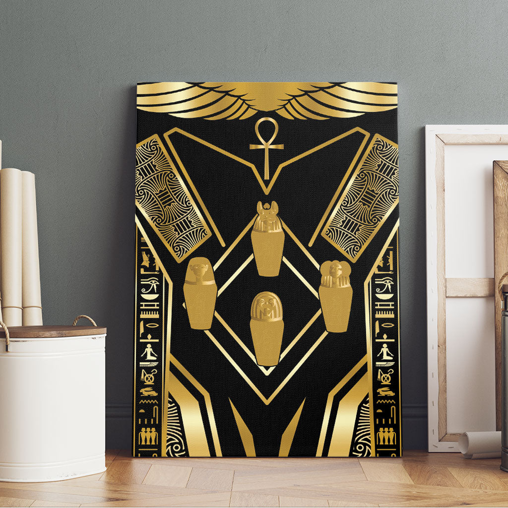 Egypt Canopic Jars Canvas Wall Art Ancient Mythology Four Sons of Horus