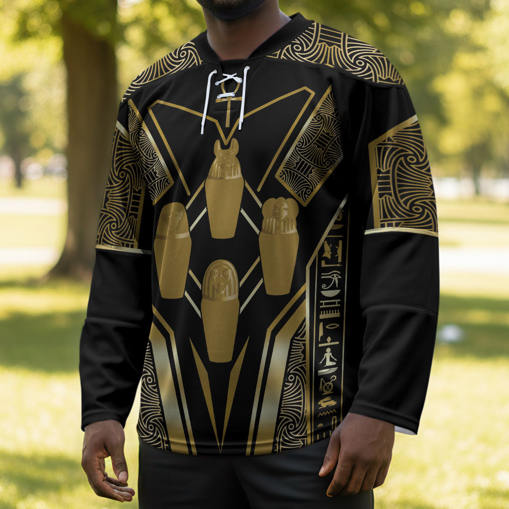 Egypt Canopic Jars Hockey Jersey Ancient Mythology Four Sons of Horus