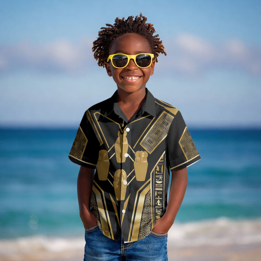 Egypt Canopic Jars Kid Hawaiian Shirt Ancient Mythology Four Sons of Horus
