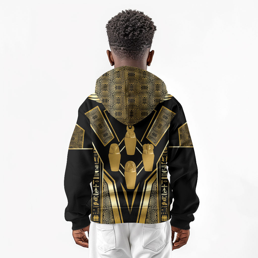Egypt Canopic Jars Kid Hoodie Ancient Mythology Four Sons of Horus