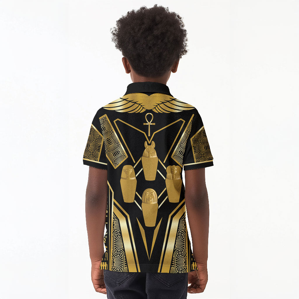 Egypt Canopic Jars Kid Polo Shirt Ancient Mythology Four Sons of Horus