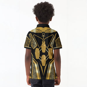 Egypt Canopic Jars Kid Polo Shirt Ancient Mythology Four Sons of Horus