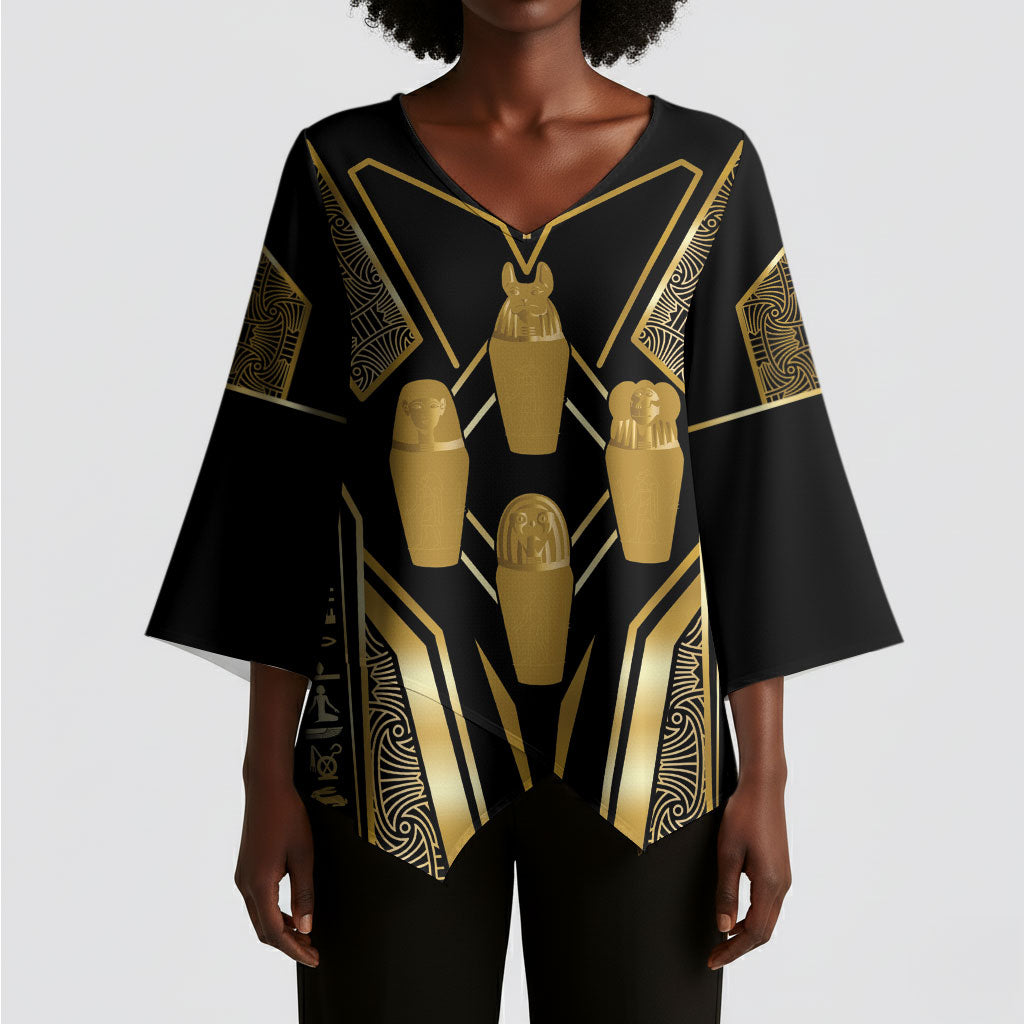 Egypt Canopic Jars Kimono Sleeve Blouse Ancient Mythology Four Sons of Horus