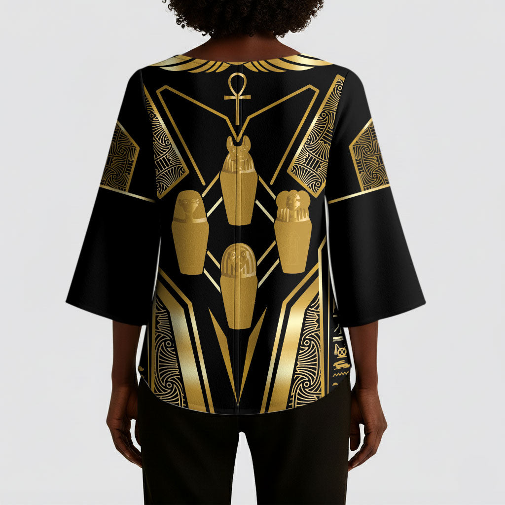 Egypt Canopic Jars Kimono Sleeve Blouse Ancient Mythology Four Sons of Horus