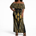 Egypt Canopic Jars Off Shoulder Maxi Dress Ancient Mythology Four Sons of Horus