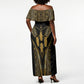 Egypt Canopic Jars Off Shoulder Maxi Dress Ancient Mythology Four Sons of Horus
