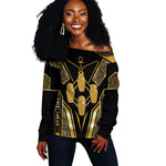 Egypt Canopic Jars Off Shoulder Sweater Ancient Mythology Four Sons of Horus