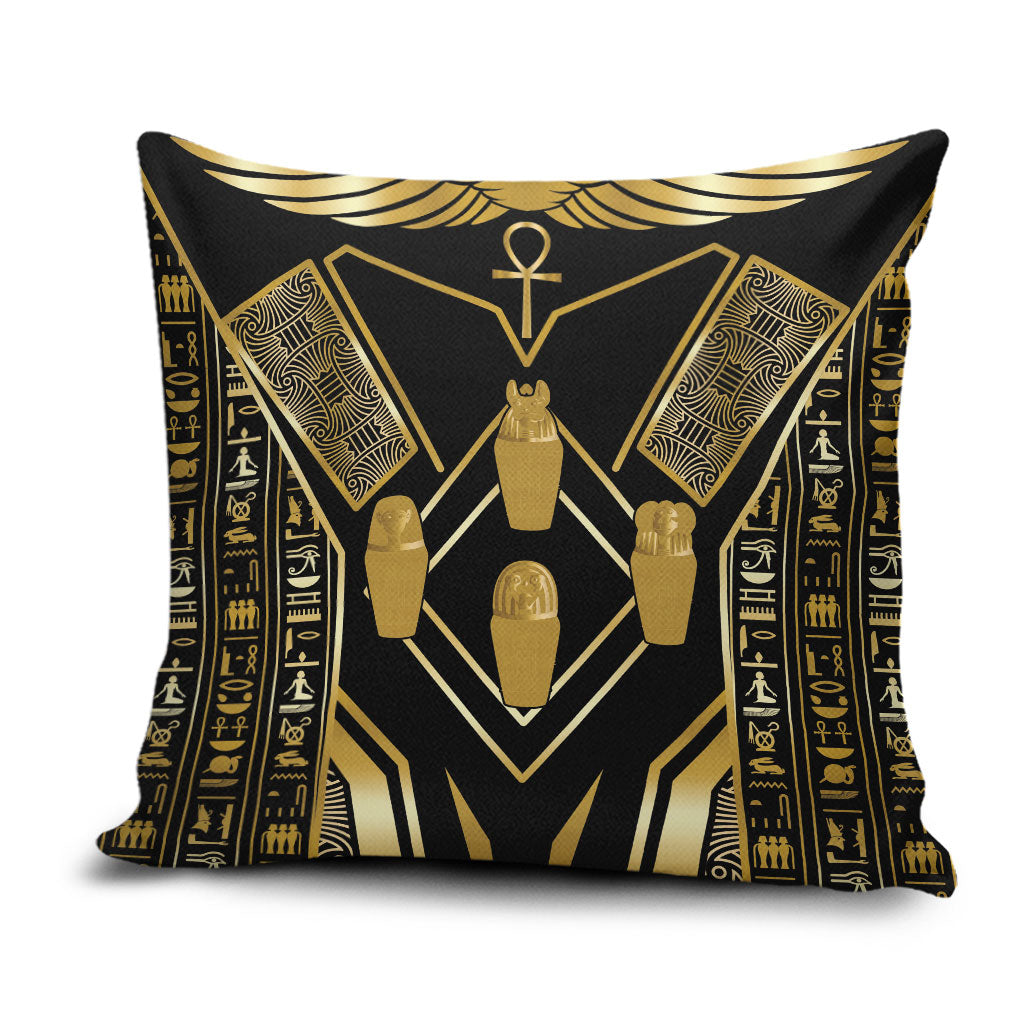 Egypt Canopic Jars Pillow Cover Ancient Mythology Four Sons of Horus