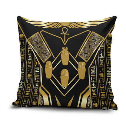 Egypt Canopic Jars Pillow Cover Ancient Mythology Four Sons of Horus