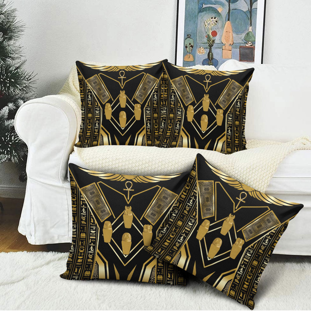 Egypt Canopic Jars Pillow Cover Ancient Mythology Four Sons of Horus