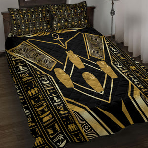 Egypt Canopic Jars Quilt Bed Set Ancient Mythology Four Sons of Horus