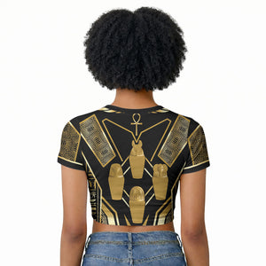 Egypt Canopic Jars Raglan Cropped T shirt Ancient Mythology Four Sons of Horus