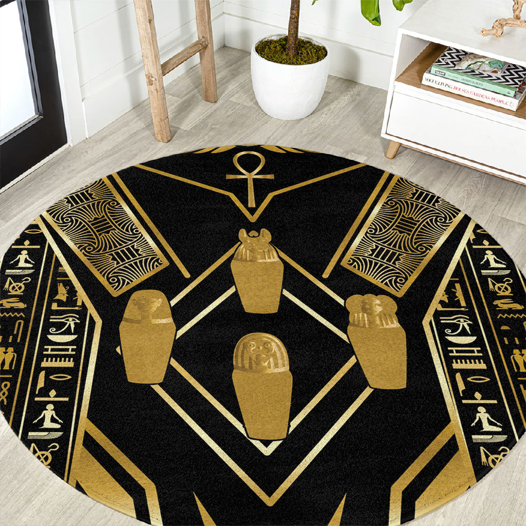 Egypt Canopic Jars Round Carpet Ancient Mythology Four Sons of Horus