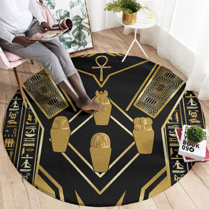 Egypt Canopic Jars Round Carpet Ancient Mythology Four Sons of Horus